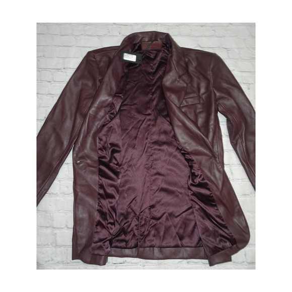 NWT BlankNYC Oversized Leather Blazer, Maroon, XS - Picture 5 of 9